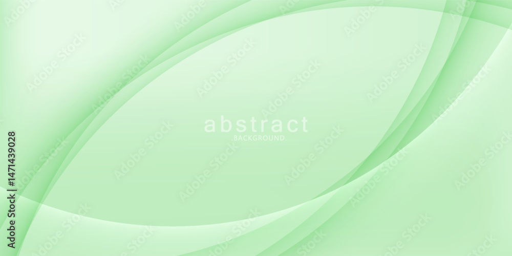 Poster soft minimalist abstract background in green and white gradient shades with geometric waves.vector e