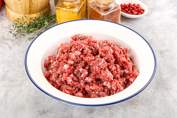 Raw beef minced meat for cooking