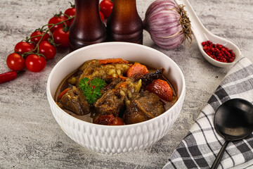 Gourmet Oxtail beef soup with vegetables