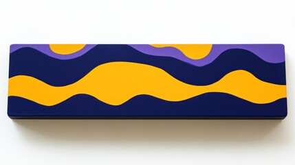 Obraz premium Abstract Wall Art with Waves in Bold Colors of Yellow, Purple, and Navy Blue for Modern Interior Design