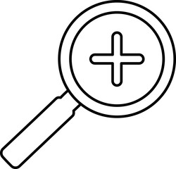 Obraz premium Outline Zoom In Icon: Black Magnifying Glass with Plus Symbol