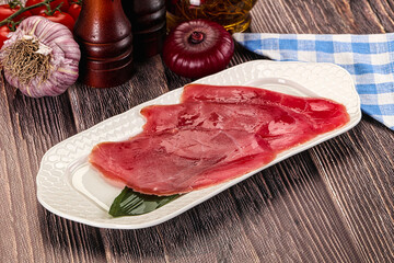 Raw tuna slises sashimi snack