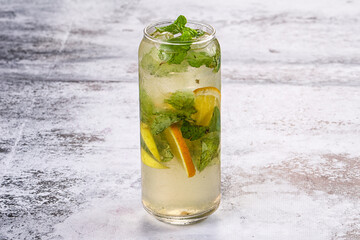Homemade lemonade with mint and orange