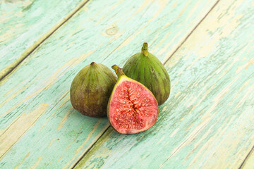 Ripe green raw juicy fig