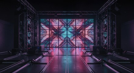 Futuristic entertainment center with vibrant display