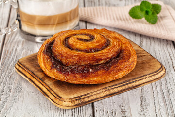 Homemade cinnabon swirl pastry with cinnamon