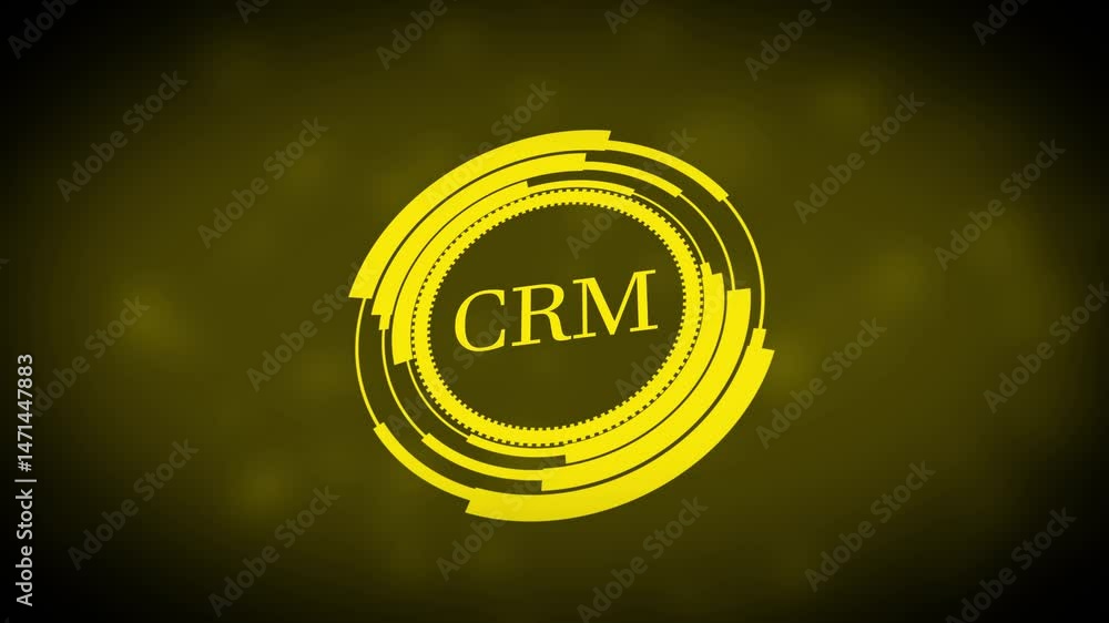 Poster animated crm logo in a futuristic style on an abstract background depicting customer relationship ma