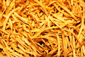 The dried mushrooms are in the basket