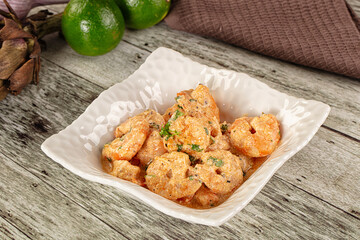 Prawn in white cream sauce