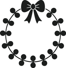 Minimal Christmas Wreath Silhouette with Bow and Berries – Holiday Vector Design