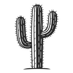 Elegant Line Art saguaro cactus – Monoline Plant Design
