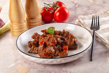 Hungarian goulash with beef meat