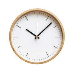 Minimalist wood clock time isolated on transparent background