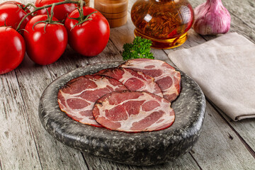 Italian Cured pork neck slices