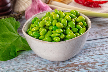 Edamame beans in the bowl