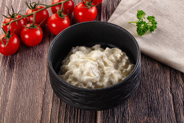 Italian delicous stracciatella young soft cheese