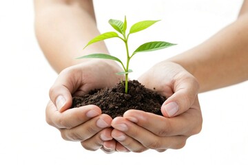 hands holding a plant