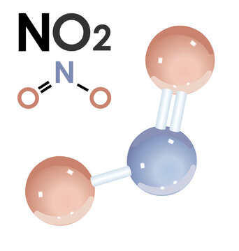 Mol&eacute;cule de dioxyde d'azote sur fond blanc