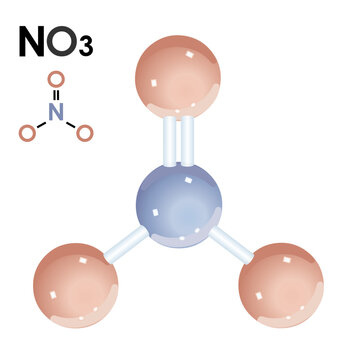 Mol&eacute;cule de nitrate en vecteur 3d