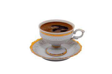 Cup of black coffee. The isolation is on a transparent background in the PNG format.