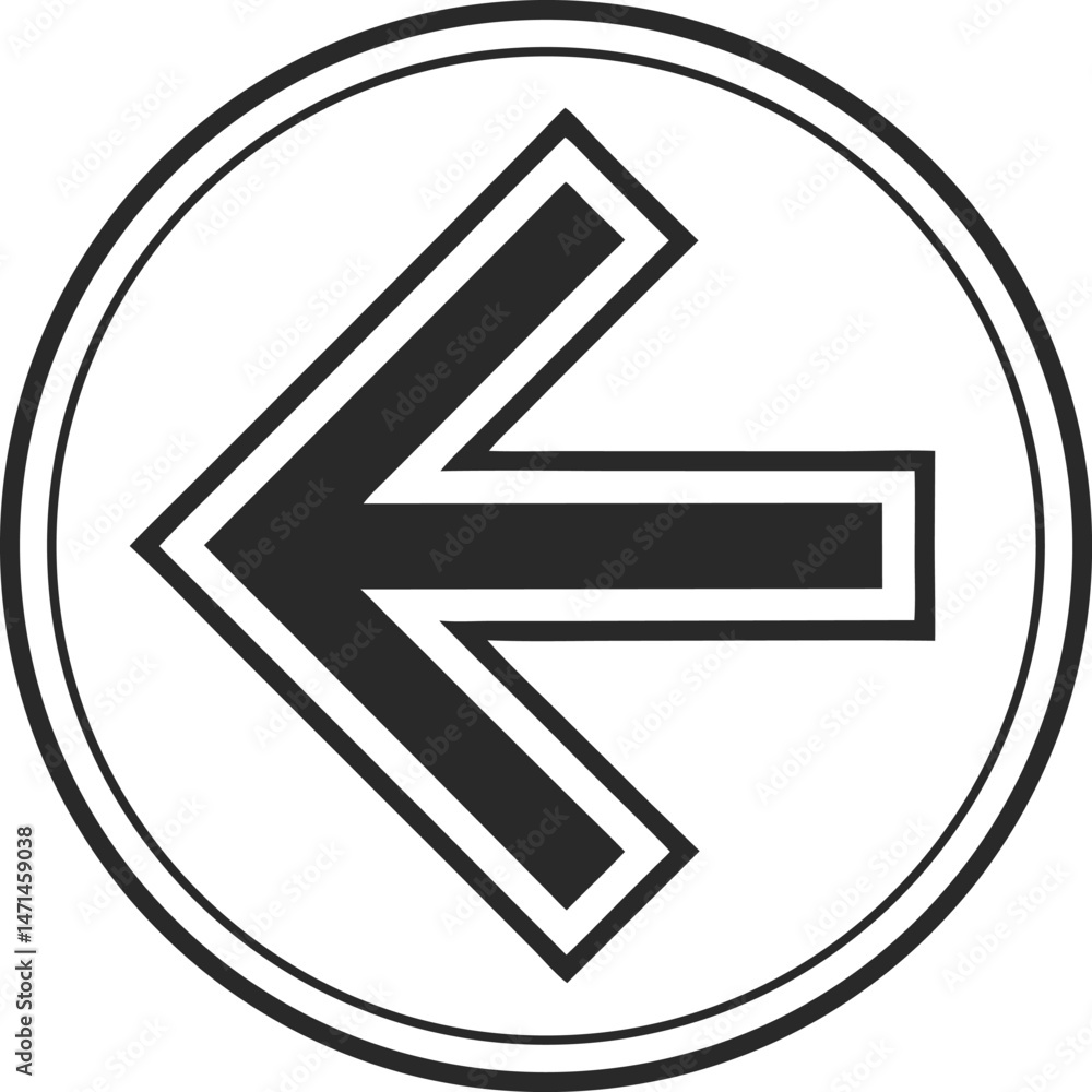 Poster flat line art vector icon of a back arrow pointing left for navigation and ui design line art back a