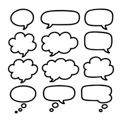 Simple handwritten speech bubble set, vector illustration