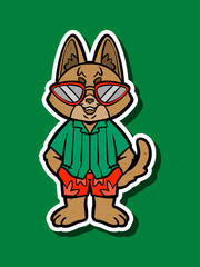 Cute Dog Character Sticker Illustration