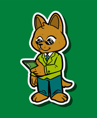 Cute Dog Character Sticker Illustration