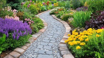 Modern home garden using bricks, light gravel, and sun-tolerant plants
