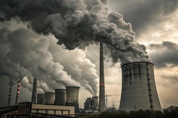 nuclear power plant with smoke