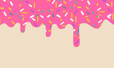 Dripping pink doughnut seamless vector glaze. Background with pink donut glaze. 