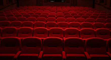 Obraz premium Empty red theater seats. 