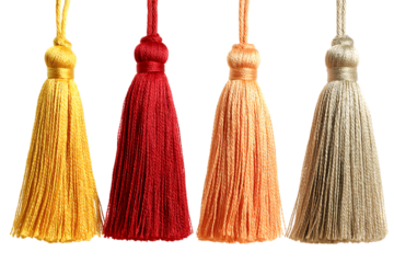 Set of 3D Tassels in Vibrant Color Variations