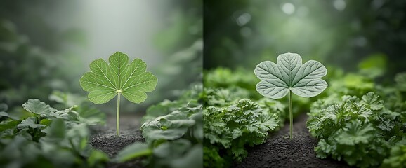 Emerging leaf amidst foliage