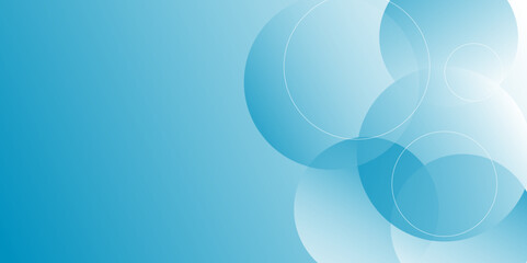 Abstract blue background with circle geometric. Abstract background with transparent overlapping turquoise circles. blurred white blue background for the backdrop of the banner, poster, and business.