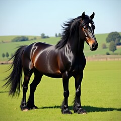 Fototapeta premium A Dark Brown Horse in Full View