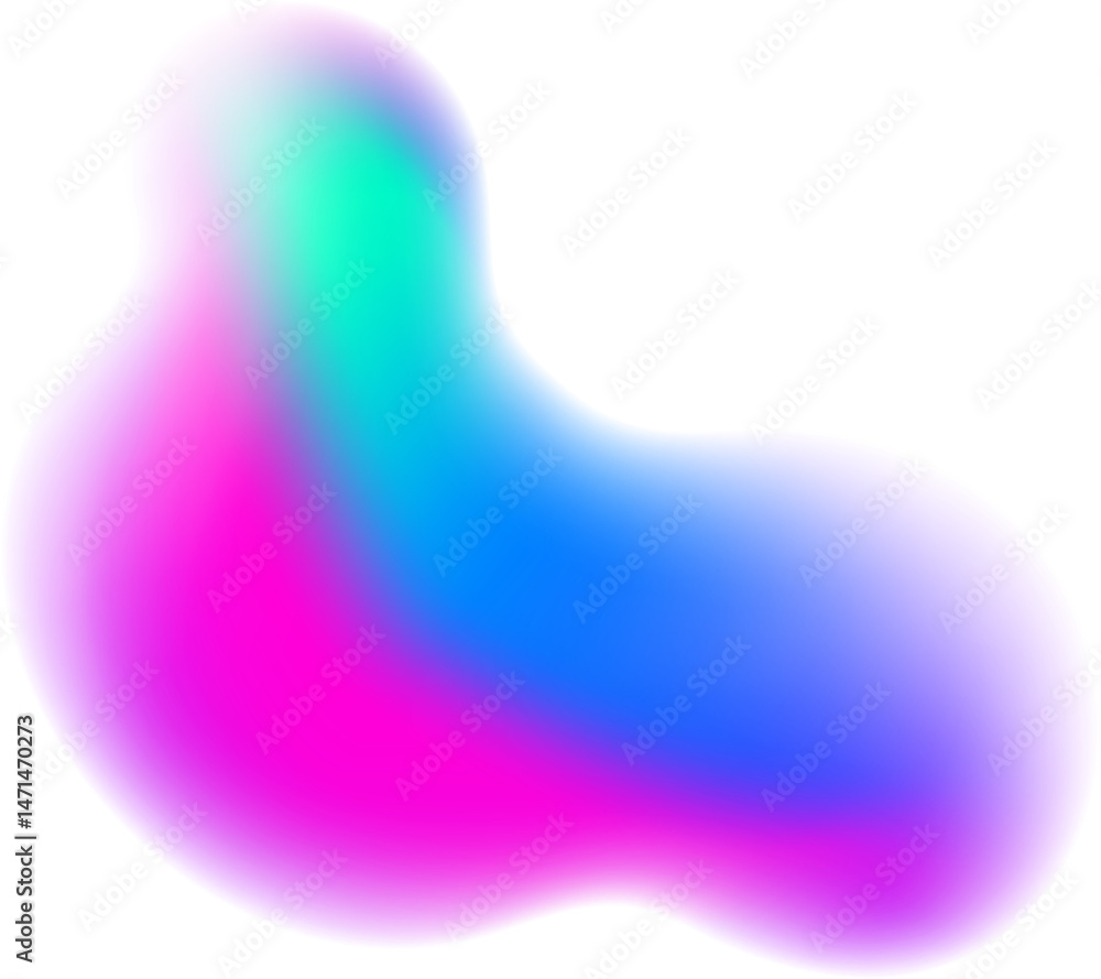 Poster gradient blurred shape. colored fluid liquid element. blue and pink soft blob. holographic gradation