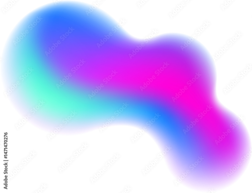 Poster gradient blurred shape. colored fluid liquid element. blue and pink soft blob. holographic gradation