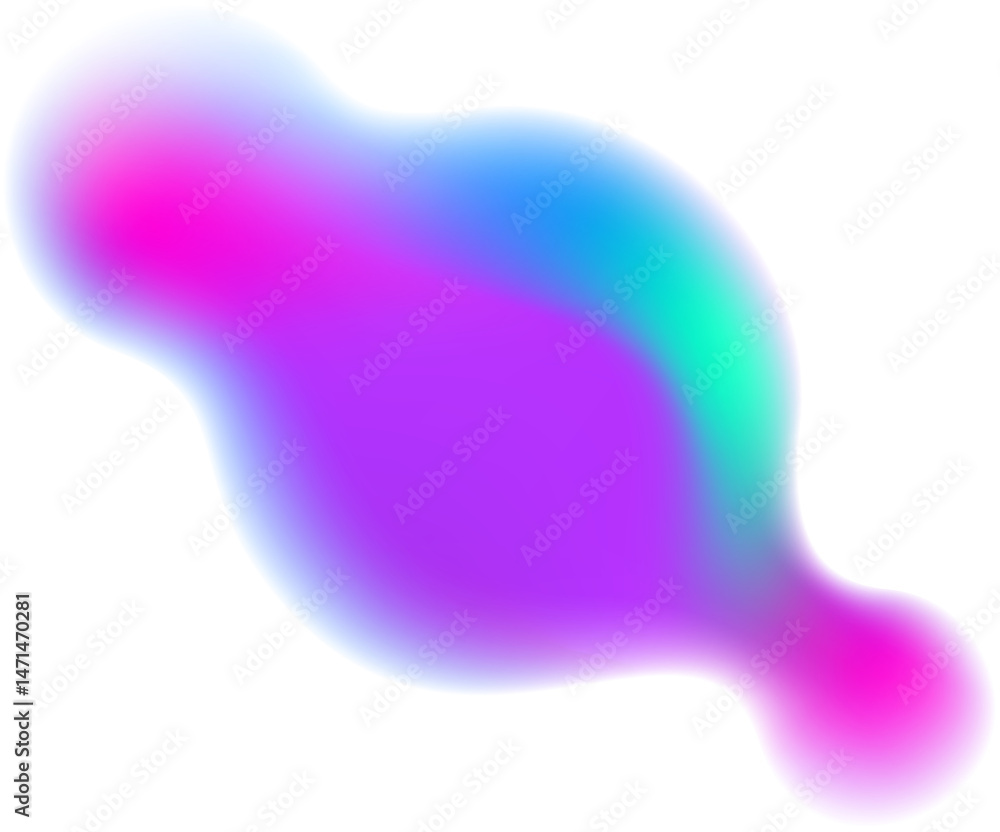 Poster gradient blurred shape. colored fluid liquid element. blue and pink soft blob. holographic gradation