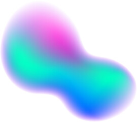 Gradient blurred shape. Colored fluid liquid element. Blue and pink soft blob. Holographic gradation spot. Vibrant organic figure with aura.