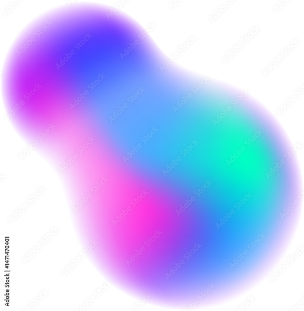 Poster gradient blurred shape. colored fluid liquid element. blue and pink soft blob. holographic gradation