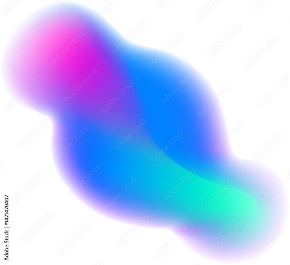 Aufkleber gradient blurred shape. colored fluid liquid element. blue and pink soft blob. holographic gradation