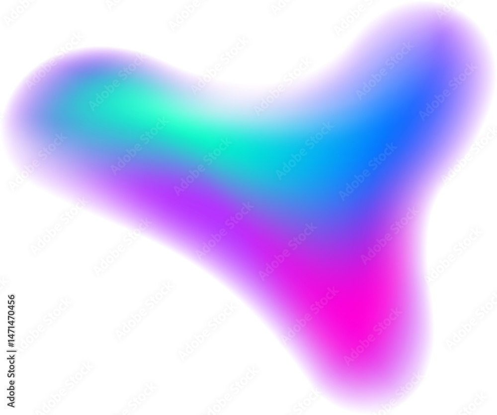 Poster gradient blurred shape. colored fluid liquid element. blue and pink soft blob. holographic gradation