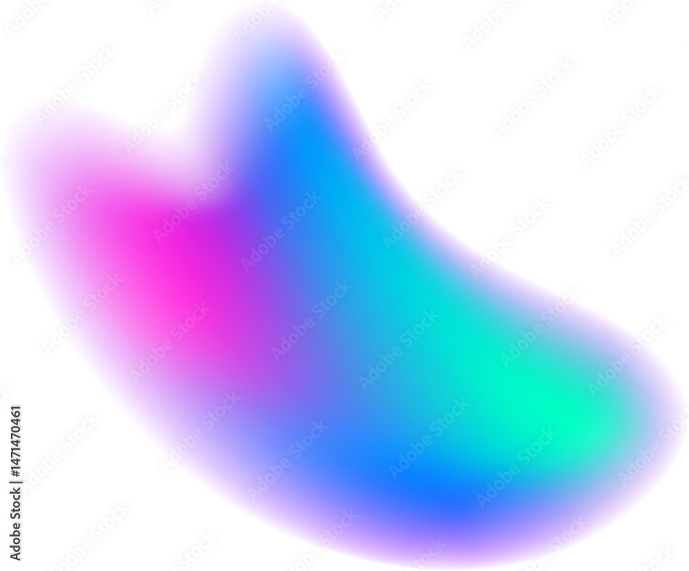 Poster gradient blurred shape. colored fluid liquid element. blue and pink soft blob. holographic gradation