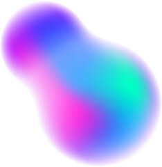 Gradient blurred shape. Colored fluid liquid element. Blue and pink soft blob. Holographic gradation spot. Vibrant organic figure with aura.