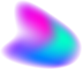 Blurred gradient shape. Blue and pink fluid soft abstract element. Liquid aura gradation blob and splash. Organic mesh futuristic neon figure.