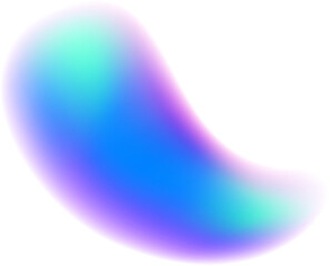 Gradient blurred shape. Colored fluid liquid element. Blue and pink soft blob. Holographic gradation spot. Vibrant organic figure with aura.