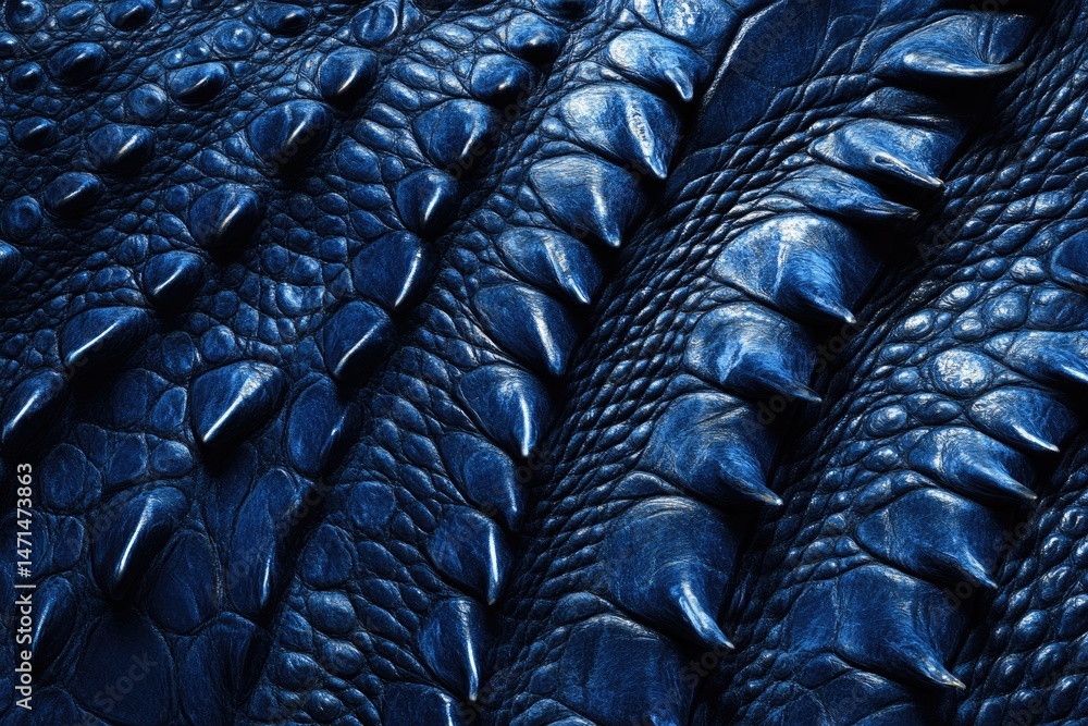 Poster deep blue textured reptile hide with sharp spines