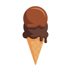 Chocolate ice cream waffle cone vector illustration. Isolated on transparent background