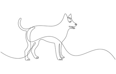 Fototapeta premium abstract dog as one line drawing on white background,dog in continuous line art drawing style